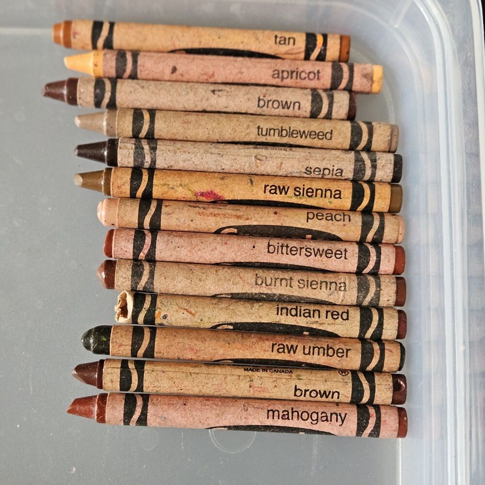 Crayola Lot Of 13 Brown Earth Tone Crayon Lot Indian Red, Bittersweet, Tumblewee